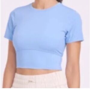 JoyLab Light Blue Cropped Crewneck Tee